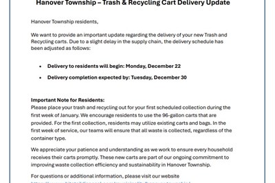 Hanover Township - Trash & Recycling Cart Delivery Updates